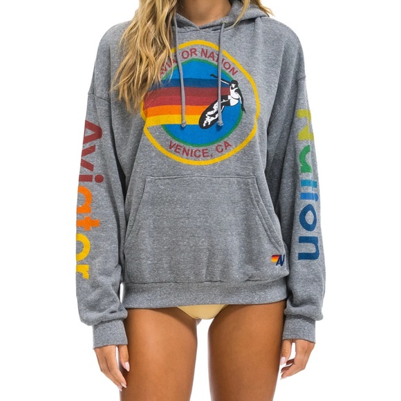 Aviator Nation Gray Hoodie with Colorful Logo - Picture 3 of 3